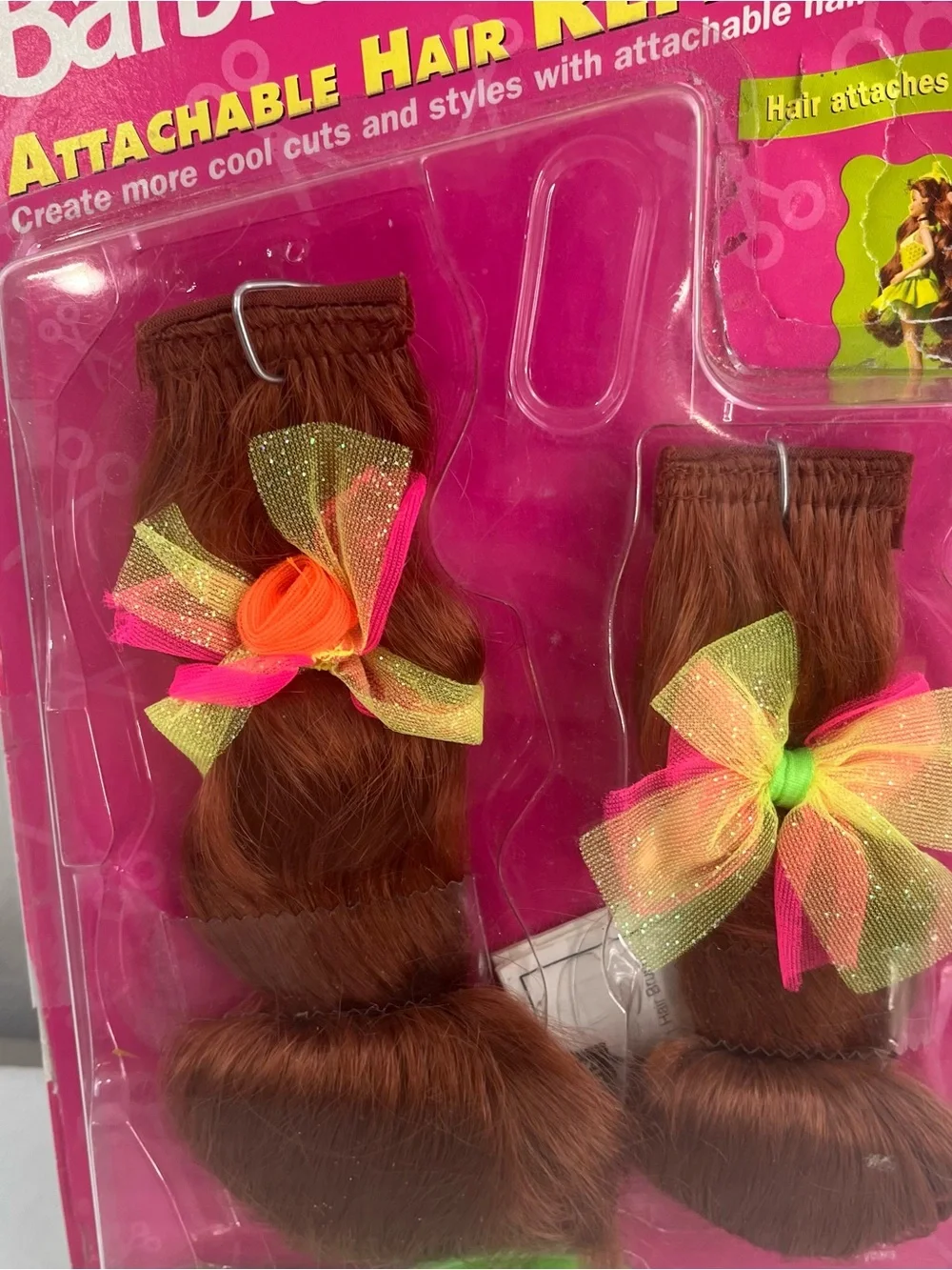 Vintage 1994 Barbie Cut & Style Attachable Hair Refills Brunette Mattel 13070